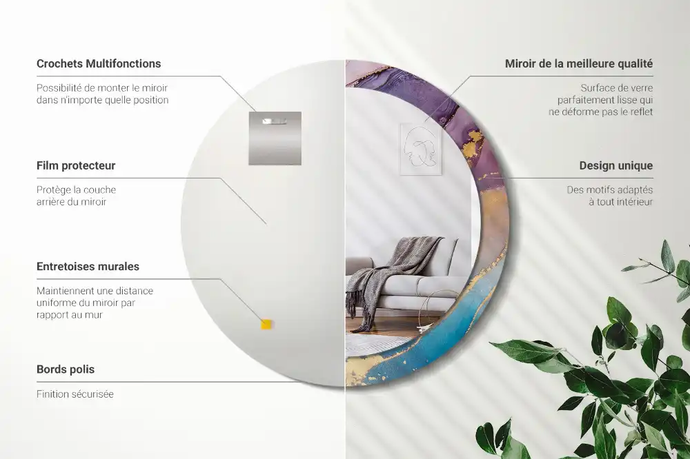 Espejo redondo impreso Piedra de mármol