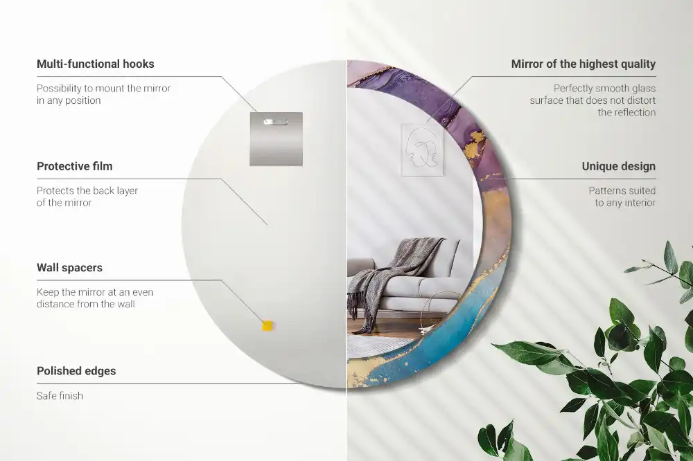 Espejo redondo impreso Piedra de mármol