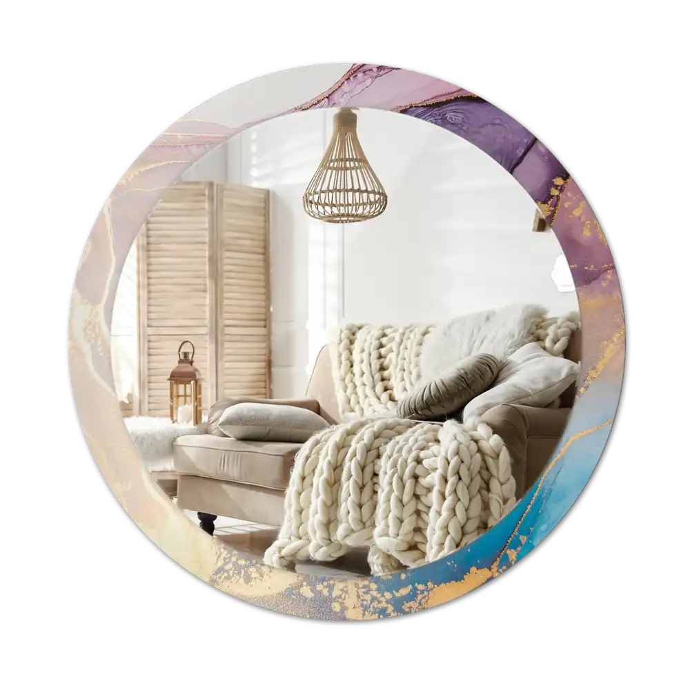 Espejo redondo impreso Piedra de mármol