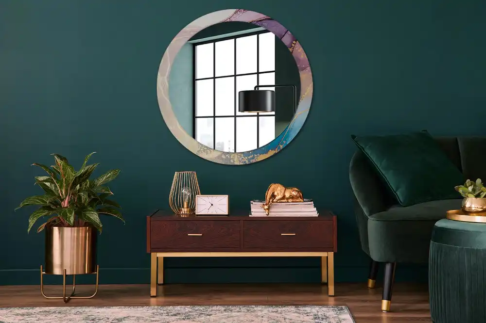 Espejo redondo impreso Piedra de mármol