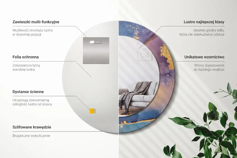 Espejo redondo impreso Piedra de mármol