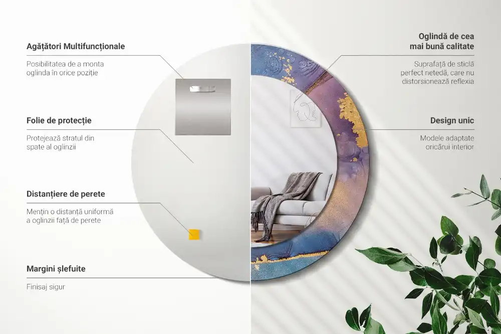 Espejo redondo impreso Piedra de mármol