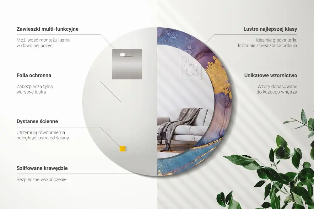 Espejo redondo impreso Piedra de mármol