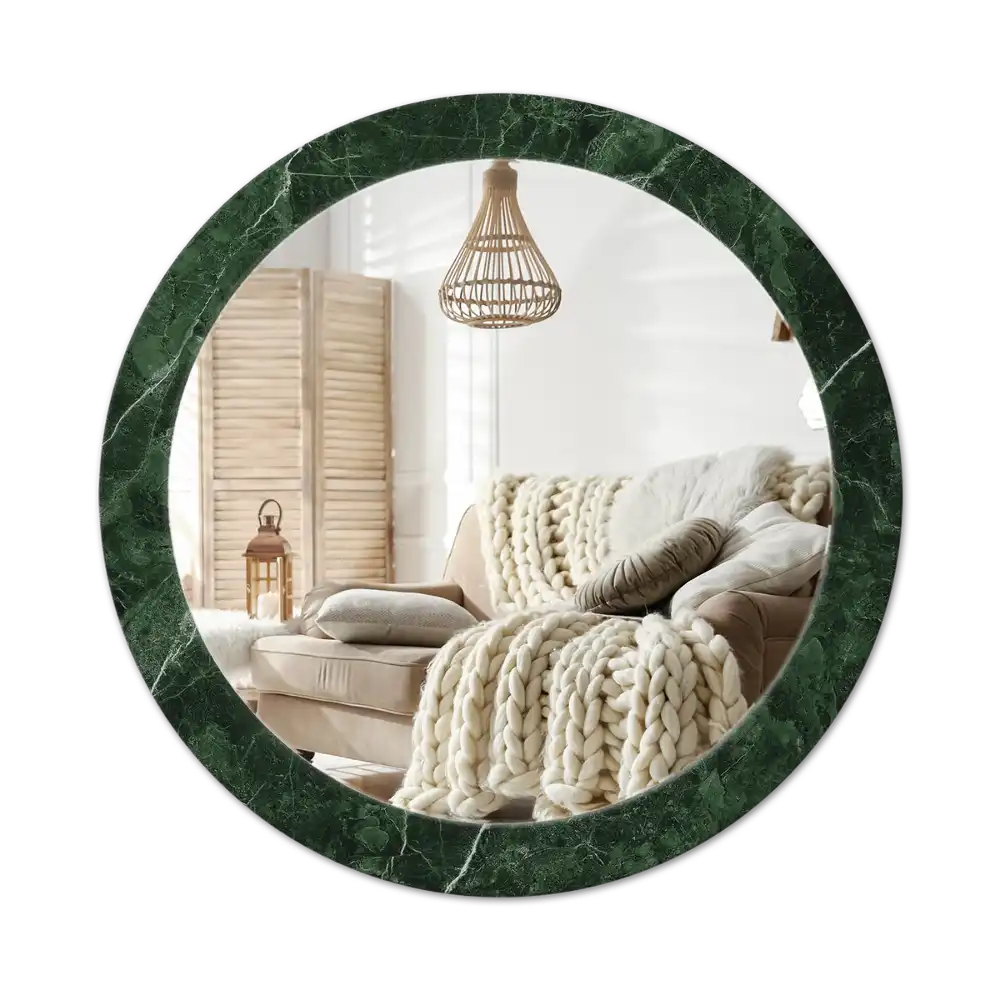 Espejo redondo impreso mármol verde