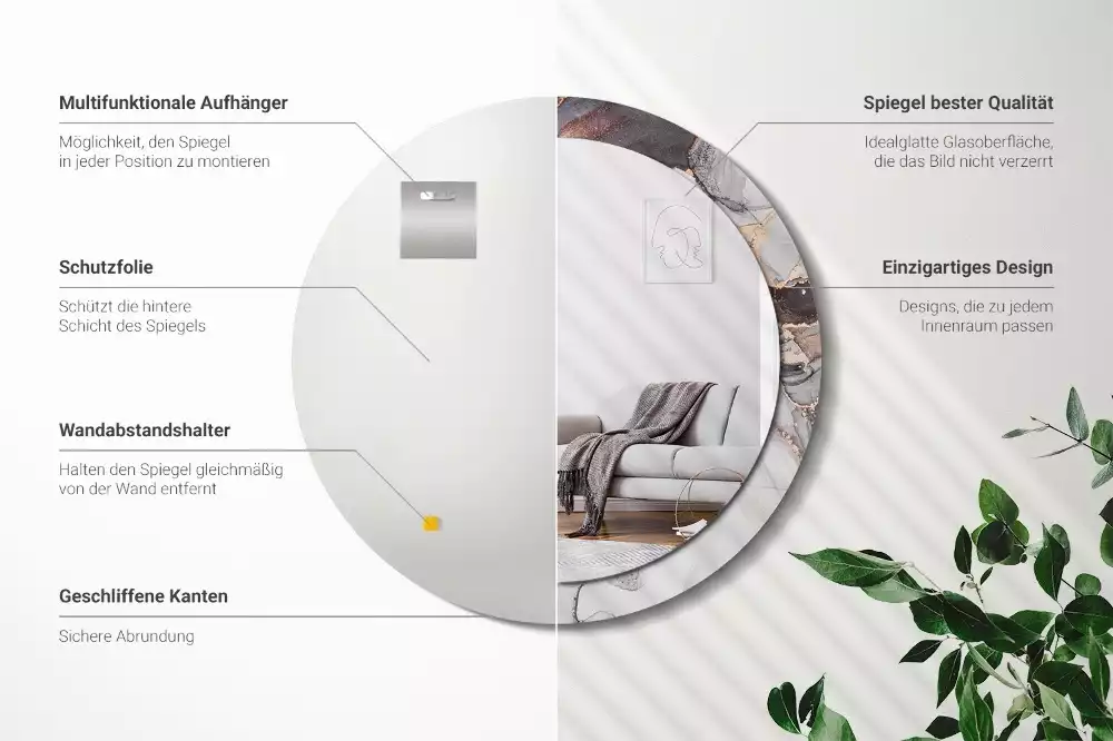 Espejo redondo estampado Mármol abstracto