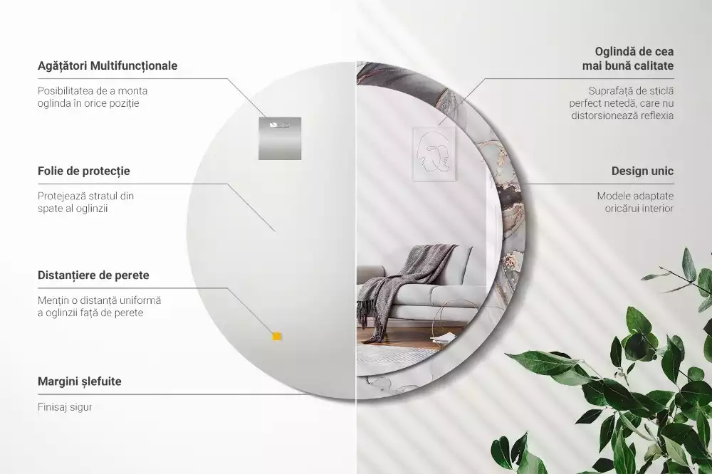 Espejo redondo estampado Mármol abstracto