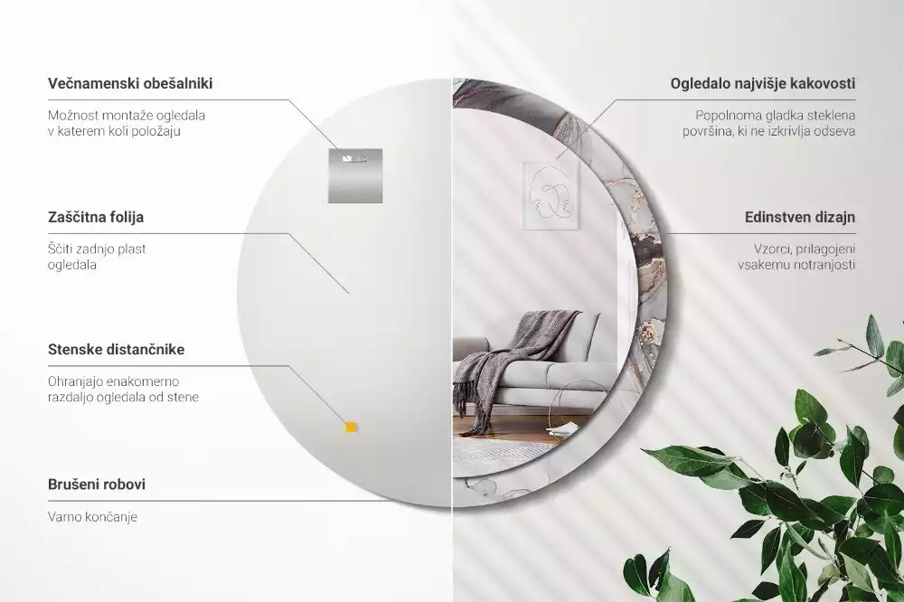 Espejo redondo estampado Mármol abstracto