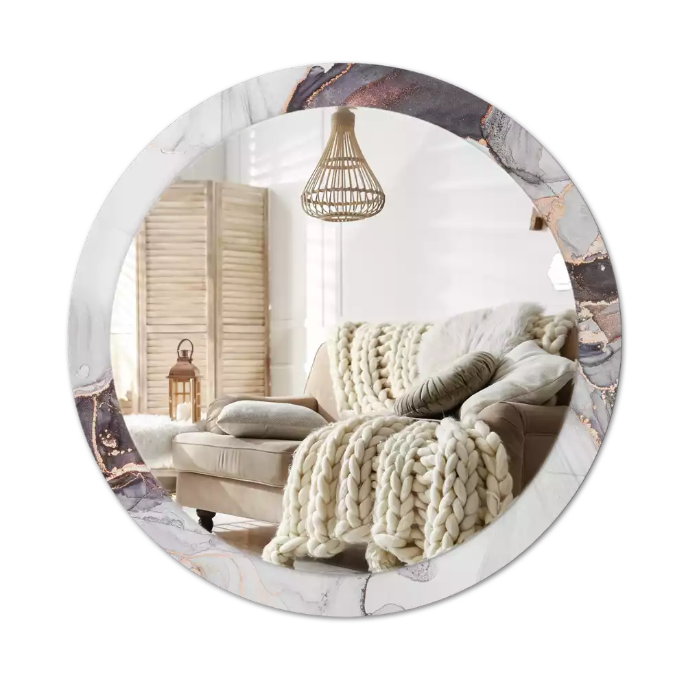 Espejo redondo estampado Mármol abstracto