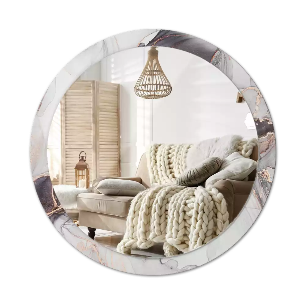 Espejo redondo estampado Mármol abstracto