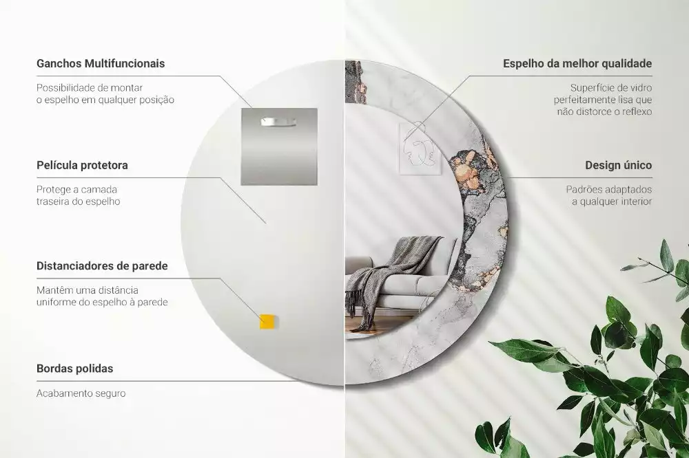 Espejo redondo estampado Mármol abstracto