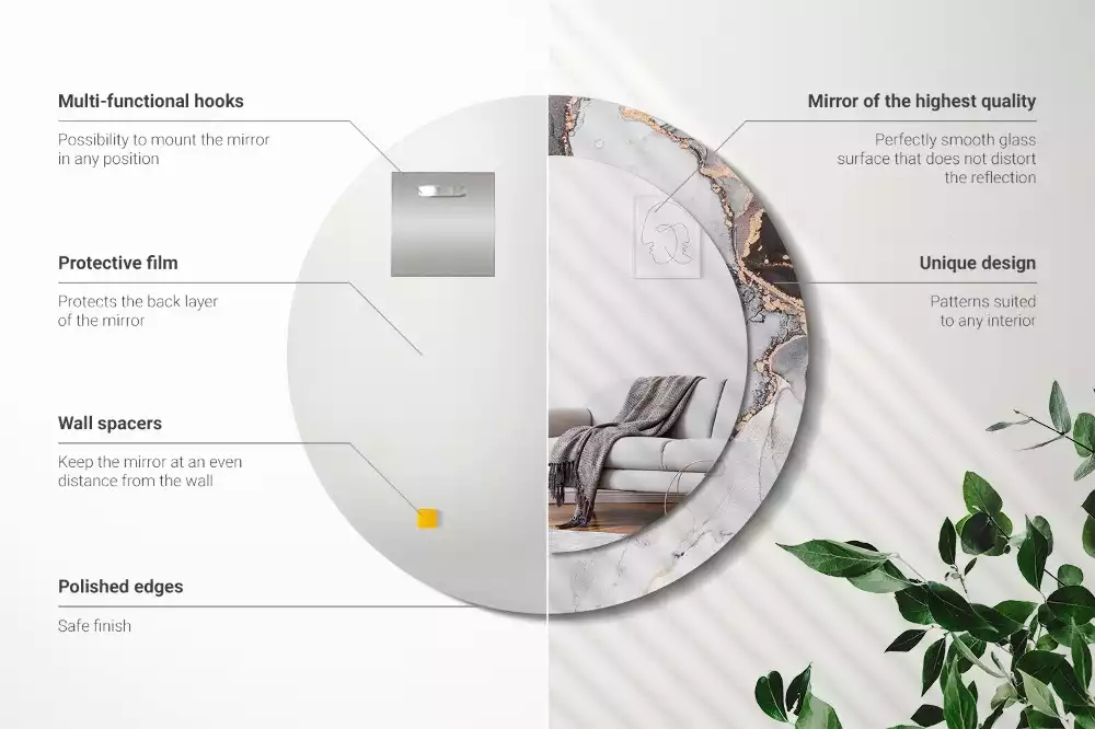 Espejo redondo estampado Mármol abstracto