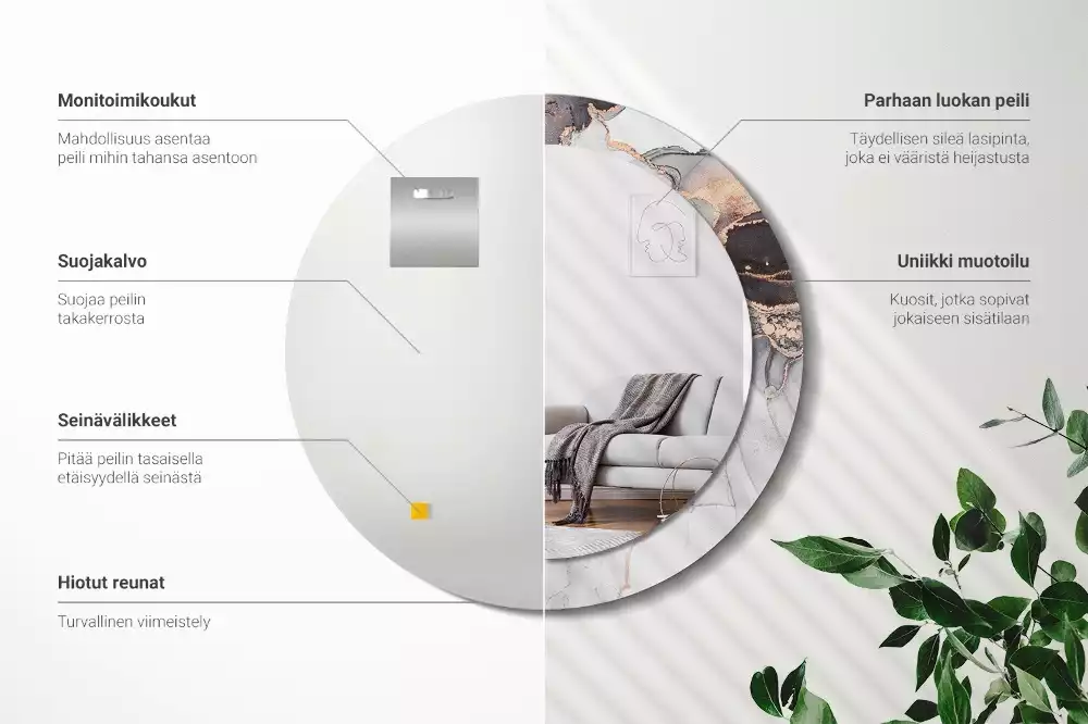 Espejo redondo estampado Mármol abstracto