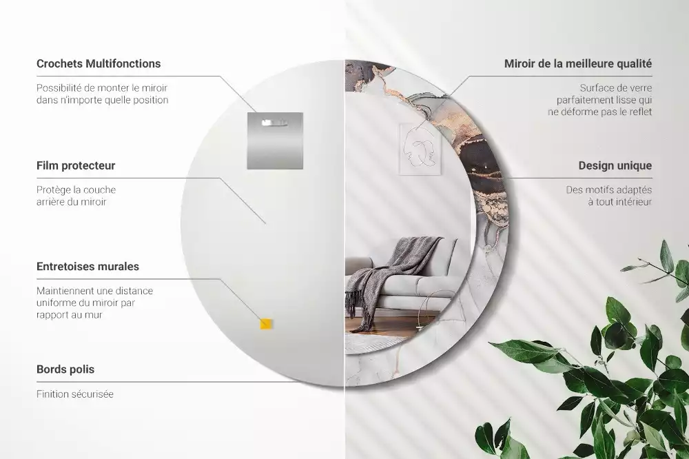 Espejo redondo estampado Mármol abstracto