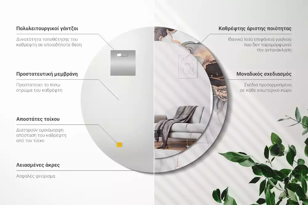 Espejo redondo estampado Mármol abstracto