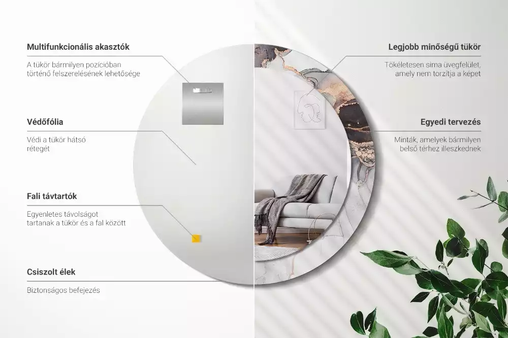 Espejo redondo estampado Mármol abstracto