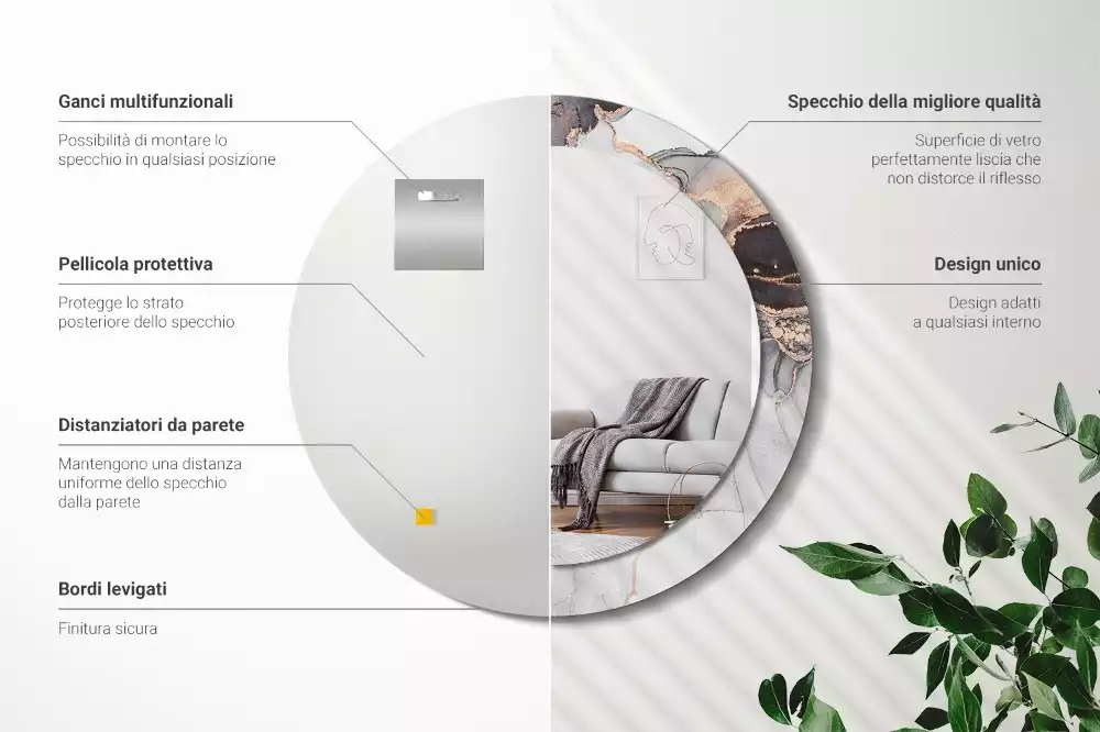 Espejo redondo estampado Mármol abstracto