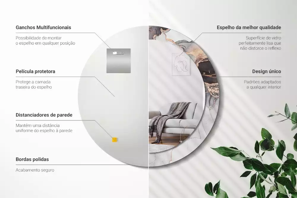 Espejo redondo estampado Mármol abstracto