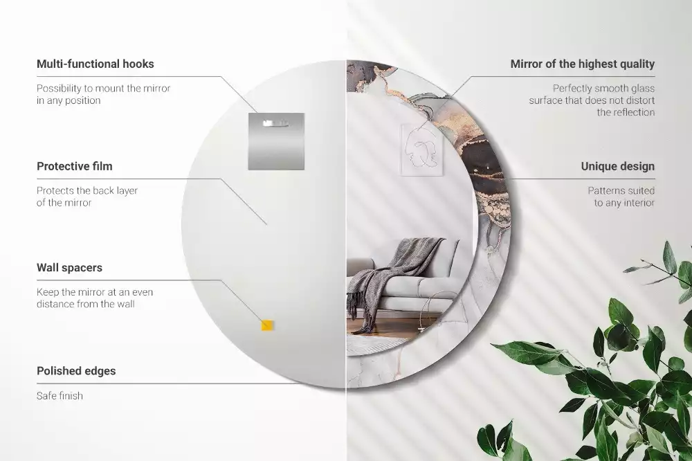 Espejo redondo estampado Mármol abstracto