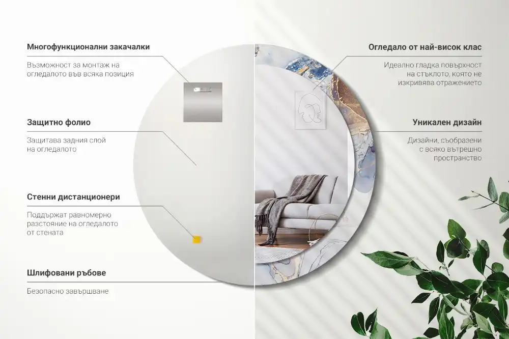 Espejo redondo impreso Arte abstracto