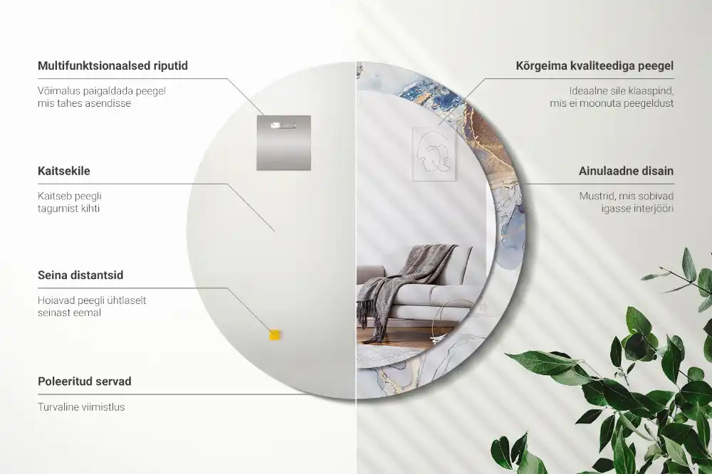 Espejo redondo impreso Arte abstracto