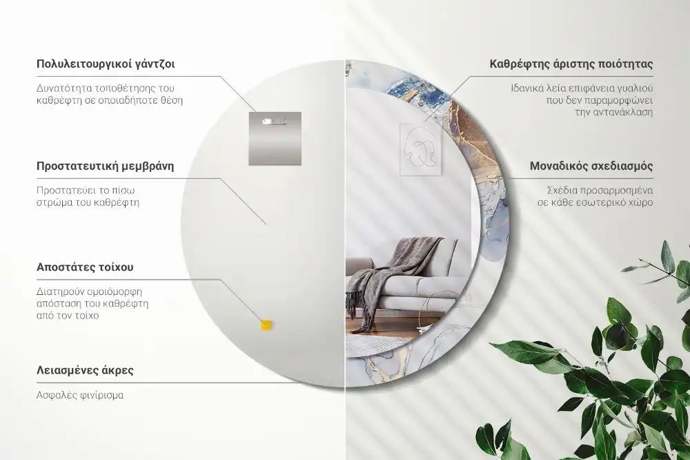 Espejo redondo impreso Arte abstracto