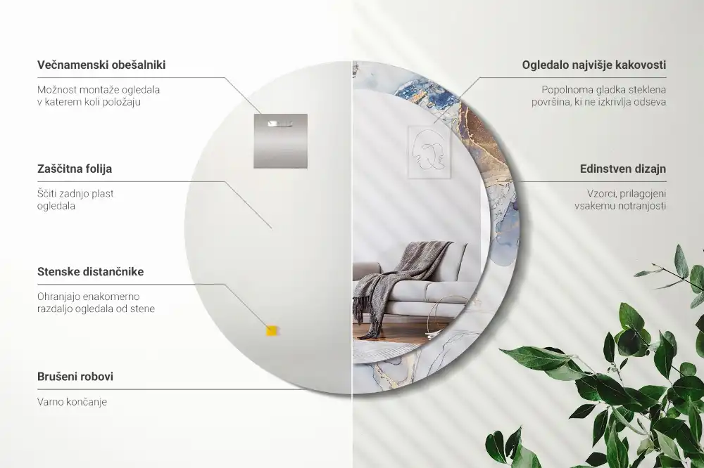 Espejo redondo impreso Arte abstracto