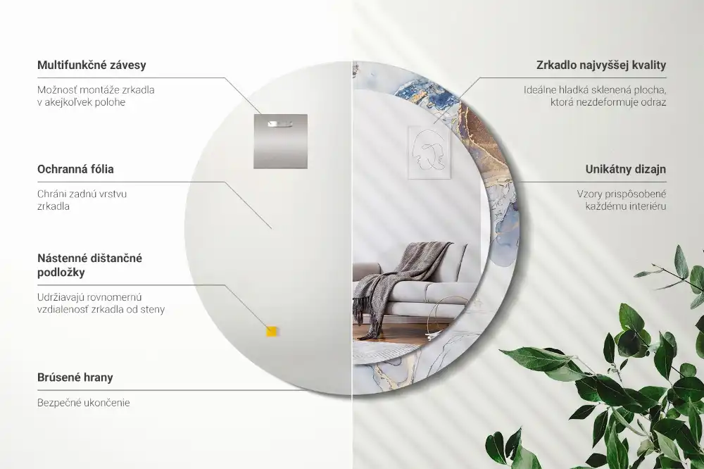 Espejo redondo impreso Arte abstracto