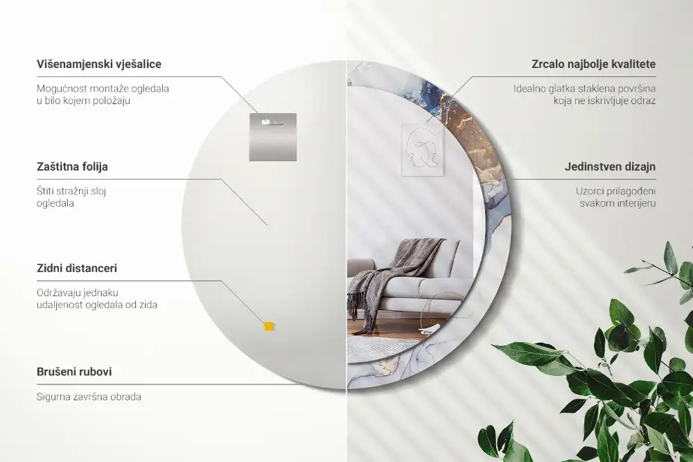 Espejo redondo impreso Arte abstracto