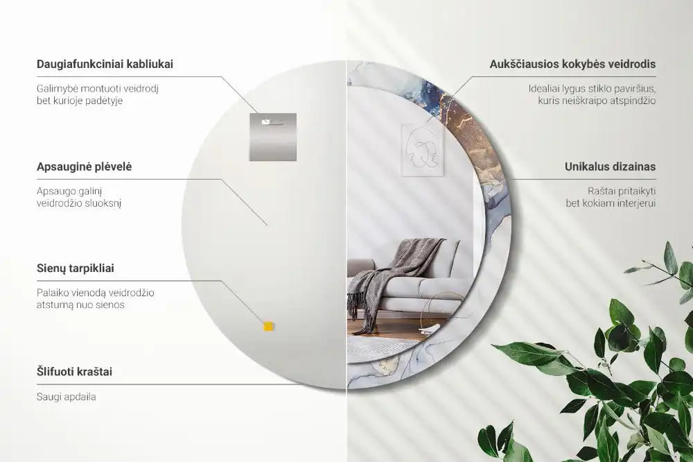 Espejo redondo impreso Arte abstracto