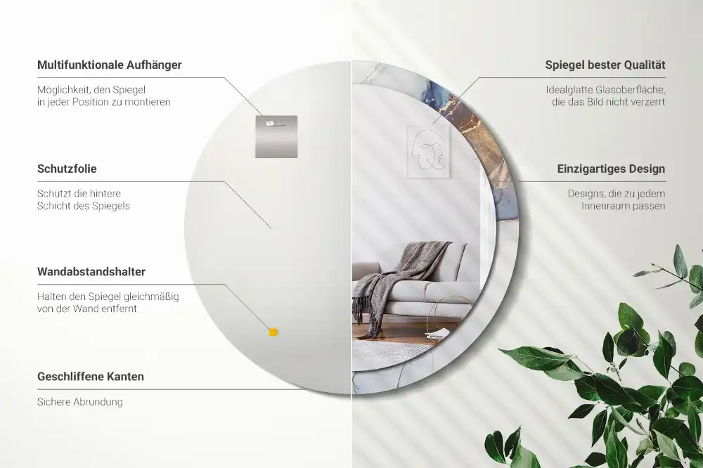 Espejo redondo impreso Arte abstracto