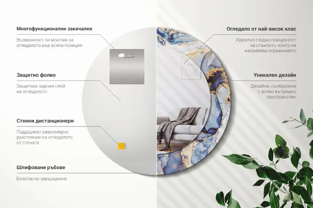 Espejo redondo impreso Arte abstracto