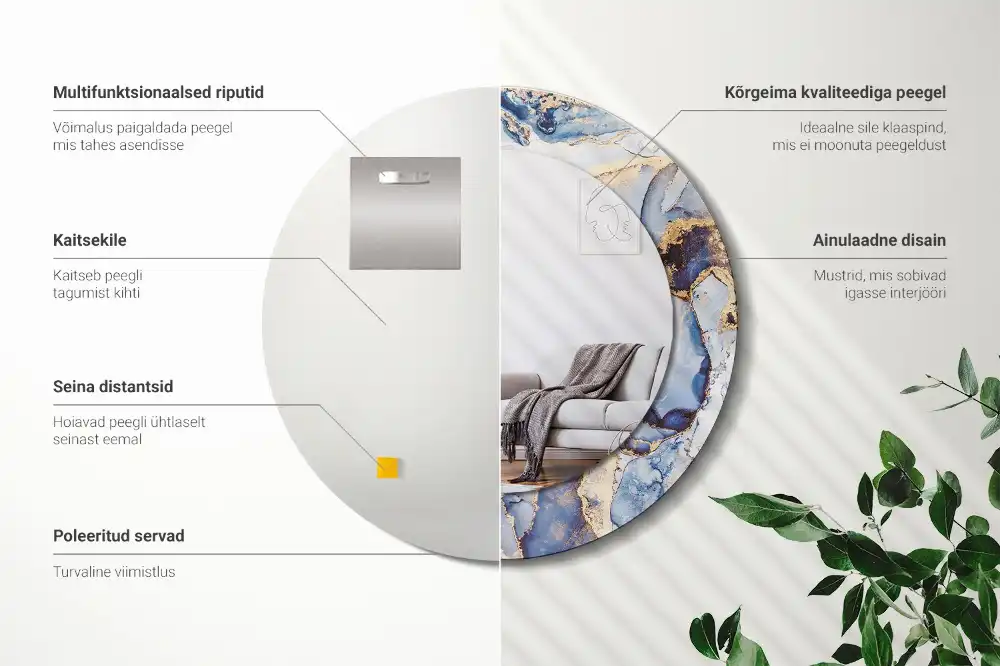 Espejo redondo impreso Arte abstracto