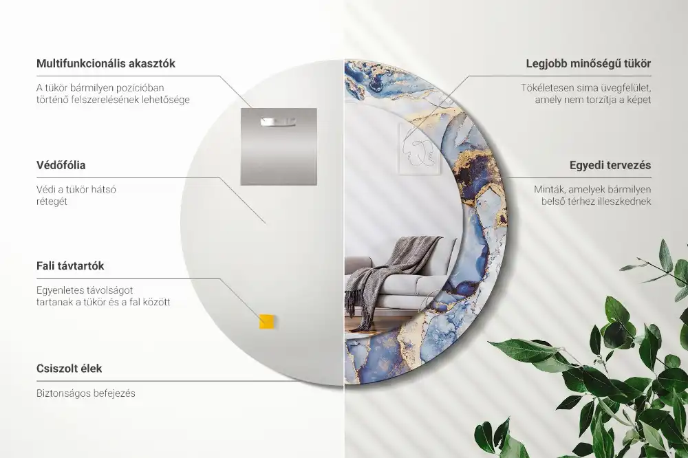 Espejo redondo impreso Arte abstracto