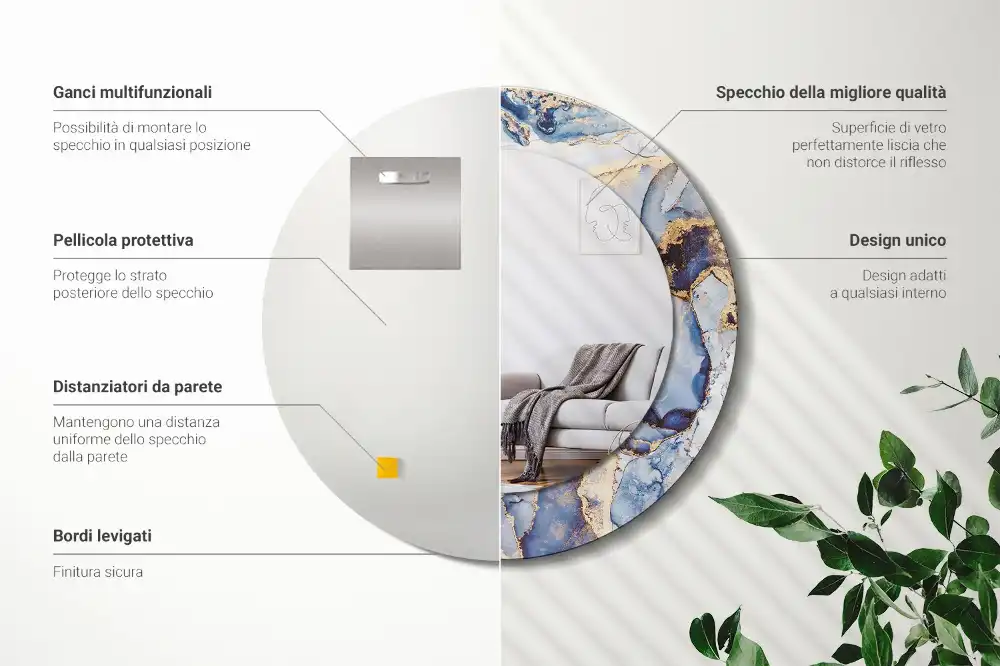 Espejo redondo impreso Arte abstracto