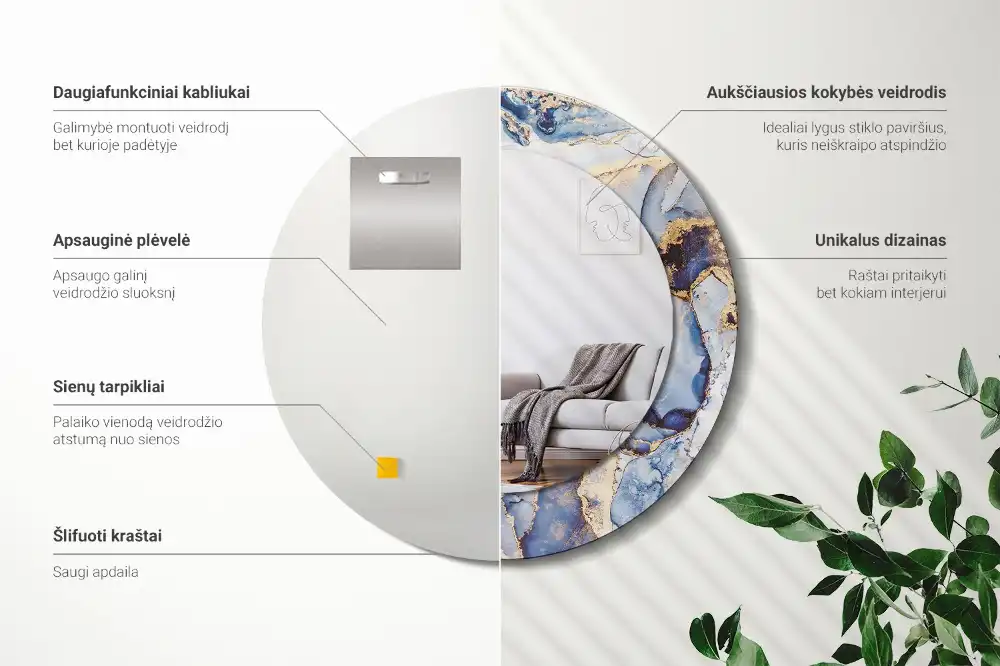 Espejo redondo impreso Arte abstracto