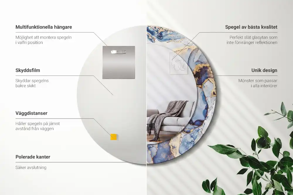 Espejo redondo impreso Arte abstracto