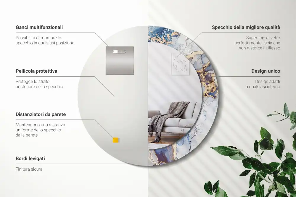 Espejo redondo impreso Arte abstracto