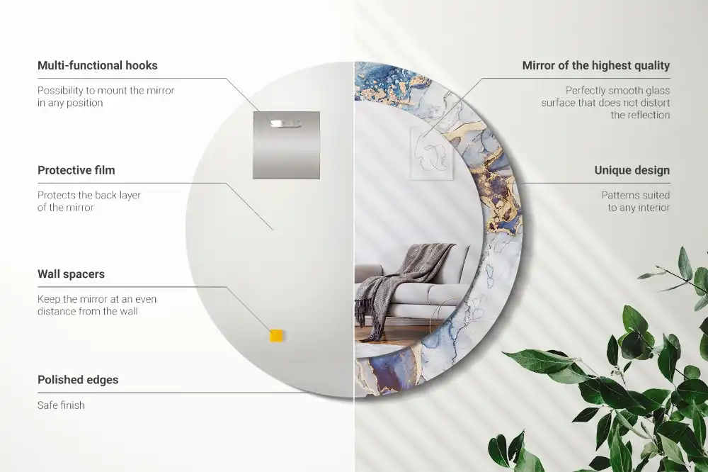 Espejo redondo impreso Arte abstracto