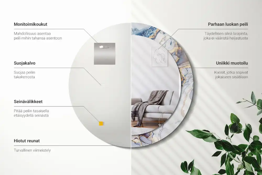 Espejo redondo impreso Arte abstracto