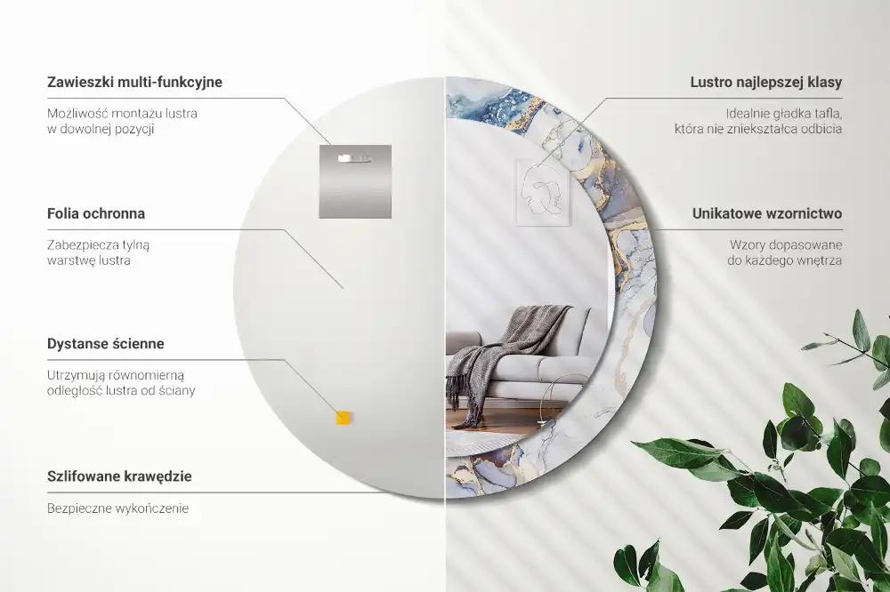 Espejo redondo impreso Arte abstracto