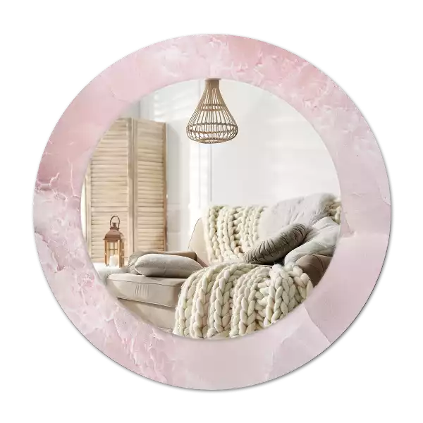 Espejo redondo impreso Piedra rosa