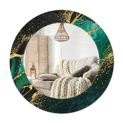 Espejo redondo con decoración Verde mármol