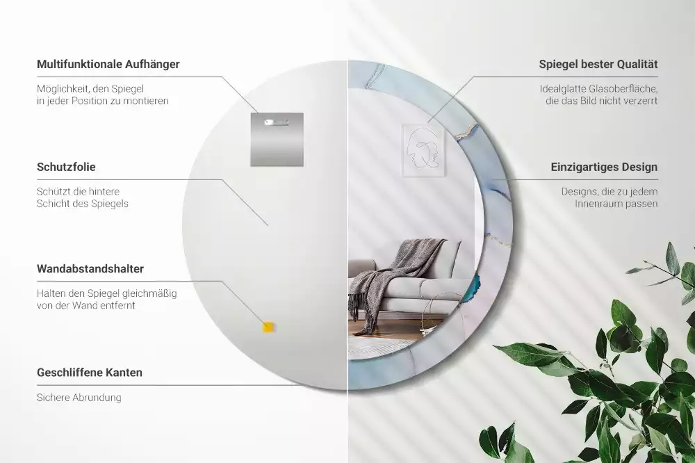 Espejo redondo impreso Fluido abstracto