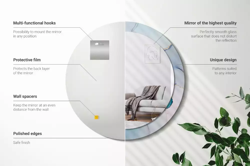 Espejo redondo impreso Fluido abstracto