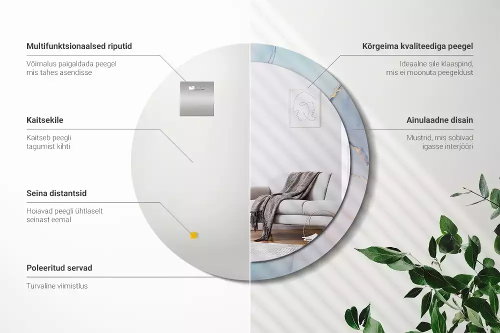 Espejo redondo impreso Fluido abstracto