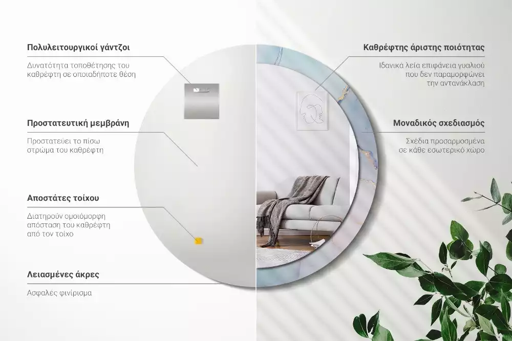 Espejo redondo impreso Fluido abstracto