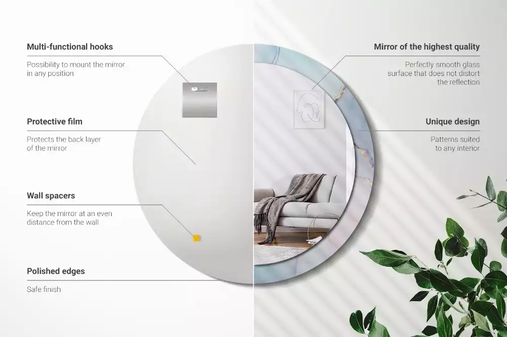 Espejo redondo impreso Fluido abstracto