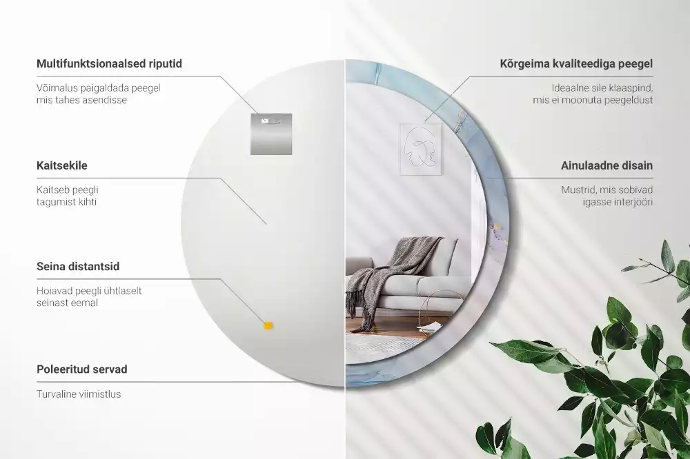 Espejo redondo impreso Fluido abstracto