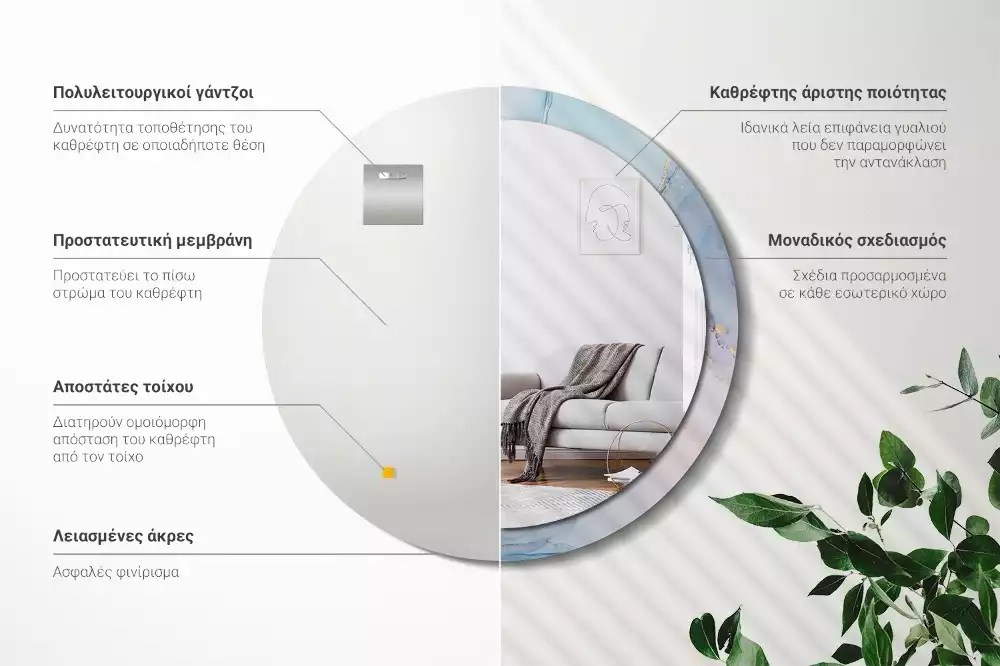 Espejo redondo impreso Fluido abstracto