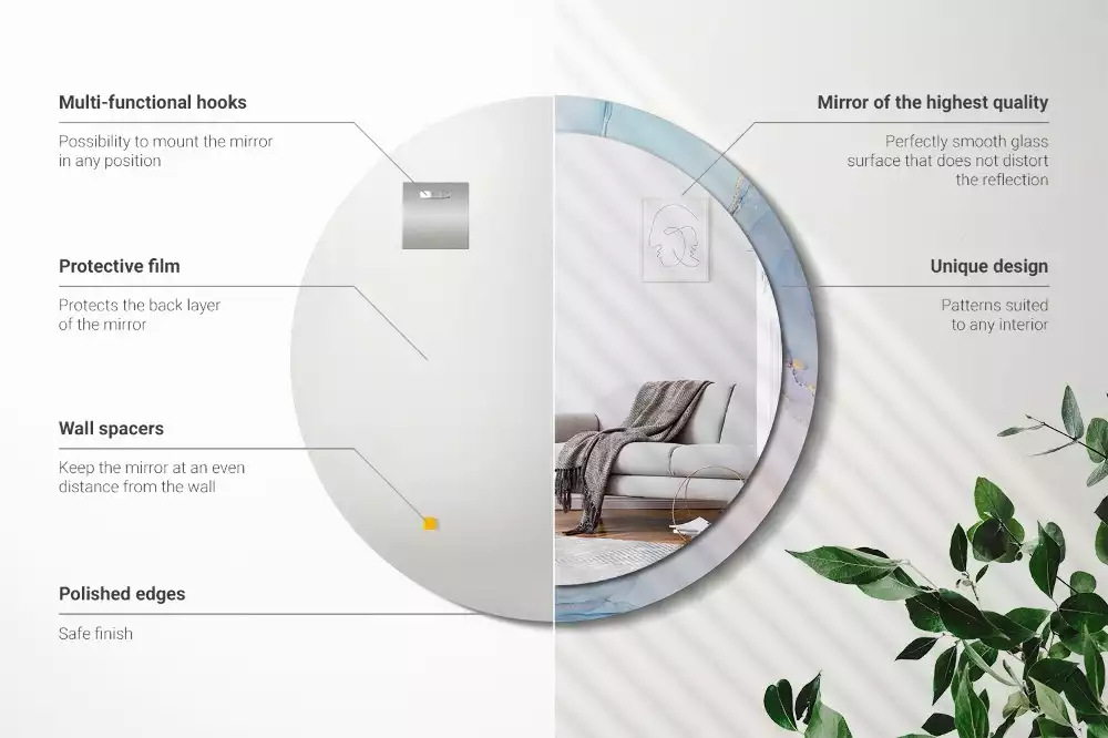 Espejo redondo impreso Fluido abstracto